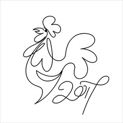 Rooster black line art sketch of cock