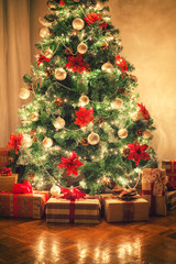 Christmas tree with presents  - 127328953
