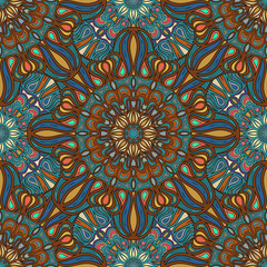 Ornate floral seamless texture, endless pattern with vintage mandala elements.