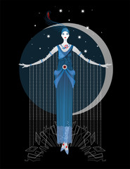 Graphic silhouette of a art deco woman © ESZADESIGN