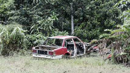 Abandoned destroyed car