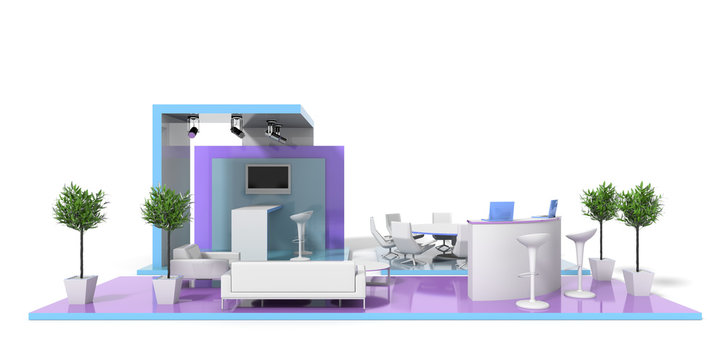 Exhibition stand on white 3d render