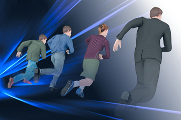 Fototapeta na wymiar People running to the goal, illustration