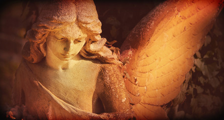 golden angel in the sunlight (antique statue)