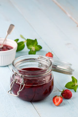 Strawberry jam in a jar