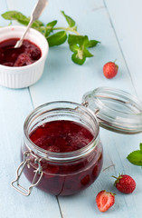 Strawberry jam in a jar