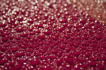 Water Drops On Red