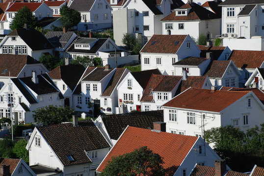 Typical houses in Old Stavanger (called "Gamle Stavanger"), Norway