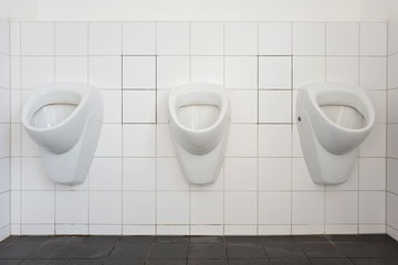 urinals in a public toilet