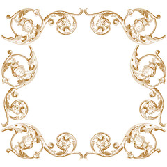 Premium golden vintage baroque frame scroll ornament. Vector.