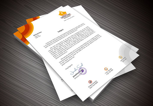 Striped Circle Element Letterhead Layout