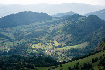 small city view from above in romania