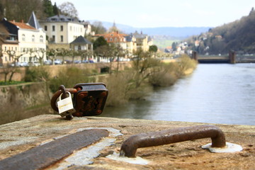 lock on an old bridge in Heidelberg