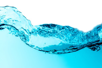 Blue water wave isolated on top