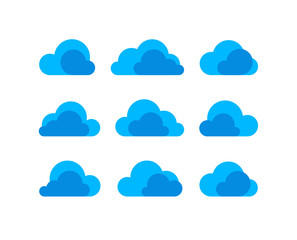 Abstract flat design cloud icon set