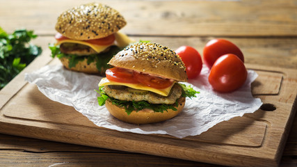 Close-up of home made burgers