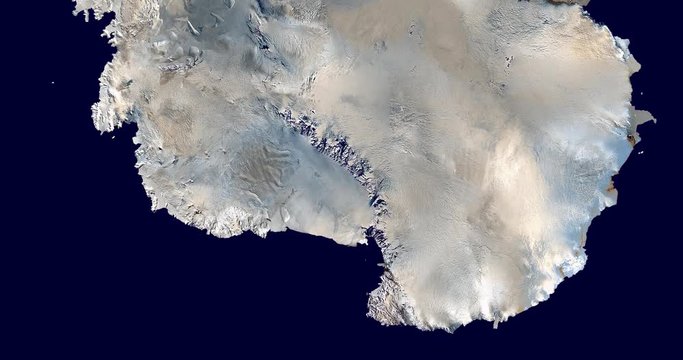 High-altitude overflight aerial of Antarctica. Clip loops and is reversible. Elements of this image furnished by NASA 