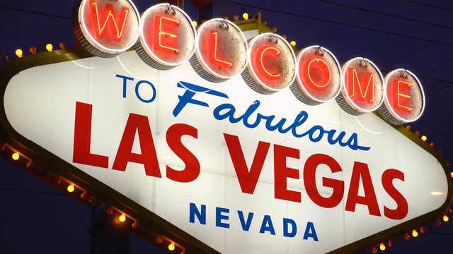 Welcome to Fabulous Las Vegas Nevada sign glowing at night. 