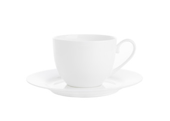 White cup of coffee isolated on white