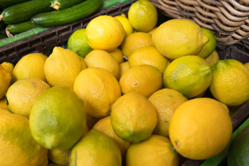 Fresh lemons for sale at city market