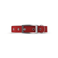 Animal collar on white. Red color. Side view. 3D illustration