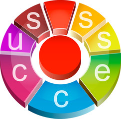 Colorful three-dimensional mark - success. Round sign.