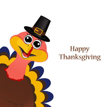 Turkey in hat on Thanksgiving Day, vector