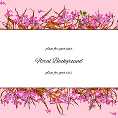 background texture made of lily, geranium and place for text