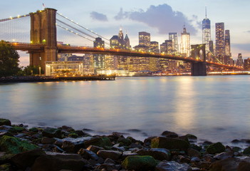 Fototapeta na wymiar Brooklyn Bridge and the Lower Manhattan