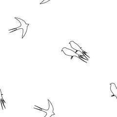 Seamless pattern with silhouettes swallow birds on a white background.  It can be used as a background for the websites, packing, fabrics. Vector illustration