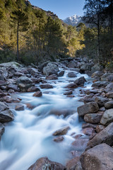 Slow shutter photo of Figarella river at Bonifatu in Corsica