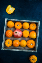 Persimmon Fruits, Pomegranate, Oranges, Pumpkins