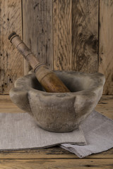 Pestle and stone mortar