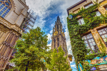 Kathedraal van Onze-Lieve-Vrouw in Antwerpen, België, HDR-afbeelding.