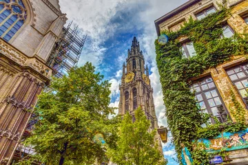 Vlies Fototapete Antwerpen Kathedrale Unserer Lieben Frau in Antwerpen, Belgien, HDR-Bild.