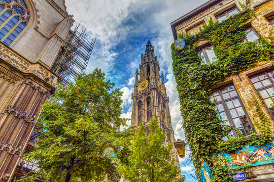 Cathedral of Our Lady in Antwerp, Belgium, HDR Image.