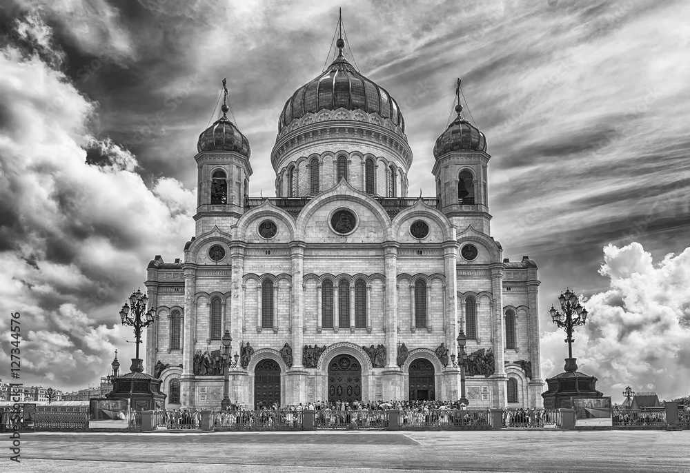 Wall mural Cathedral of Christ the Saviour, iconic landmark in Moscow, Russ