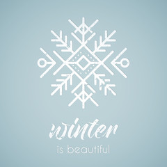 Line style emblem with stylized snowflake