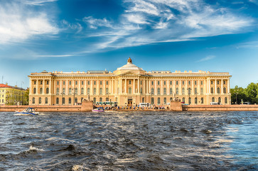 Fototapeta na wymiar Facade of the Russian Academy of Arts, St. Petersburg, Russia
