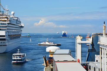 Shipping traffic at Rostock harbour
