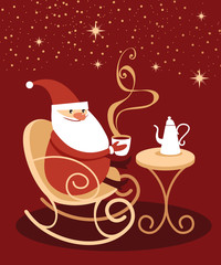 Santa Claus drinking hot chocolate