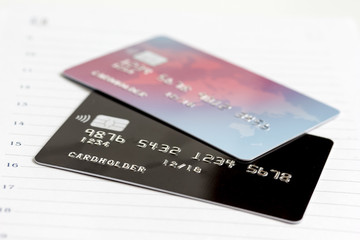 Credit cards close up - online shopping