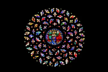 Photo sur Plexiglas Coloré Basilique de Santa Maria del Mar, Barcelone   vitrail de la rosace
