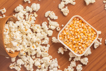 Popcorn into a bowl