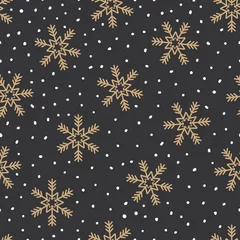 Behang Kerstmis naadloos patroon met sneeuwvlokken © AgataCreate