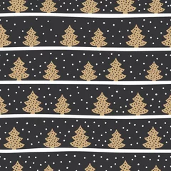 Behang Kerstmis naadloos patroon met kerstbomen © AgataCreate