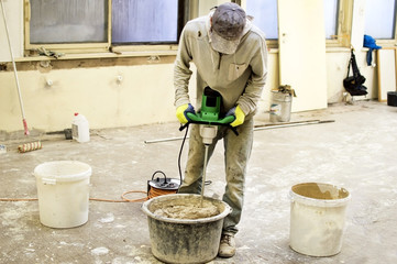 The process of mixing putty mixture