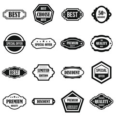 Golden labels icons set. Simple illustration of 16 golden labels vector icons for web