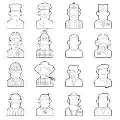 Profession icons set. Outline illustration of 16 profession vector icons for web