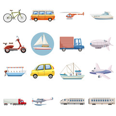Obraz na płótnie Canvas Transportation icons set. Outline illustration of 16 transportation vector icons for web